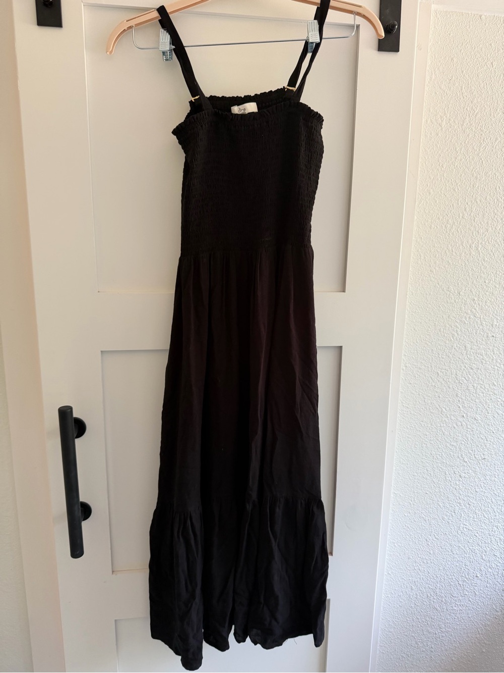 Ripe Maternity Black Smocked Midi Dress with Adjustable Straps